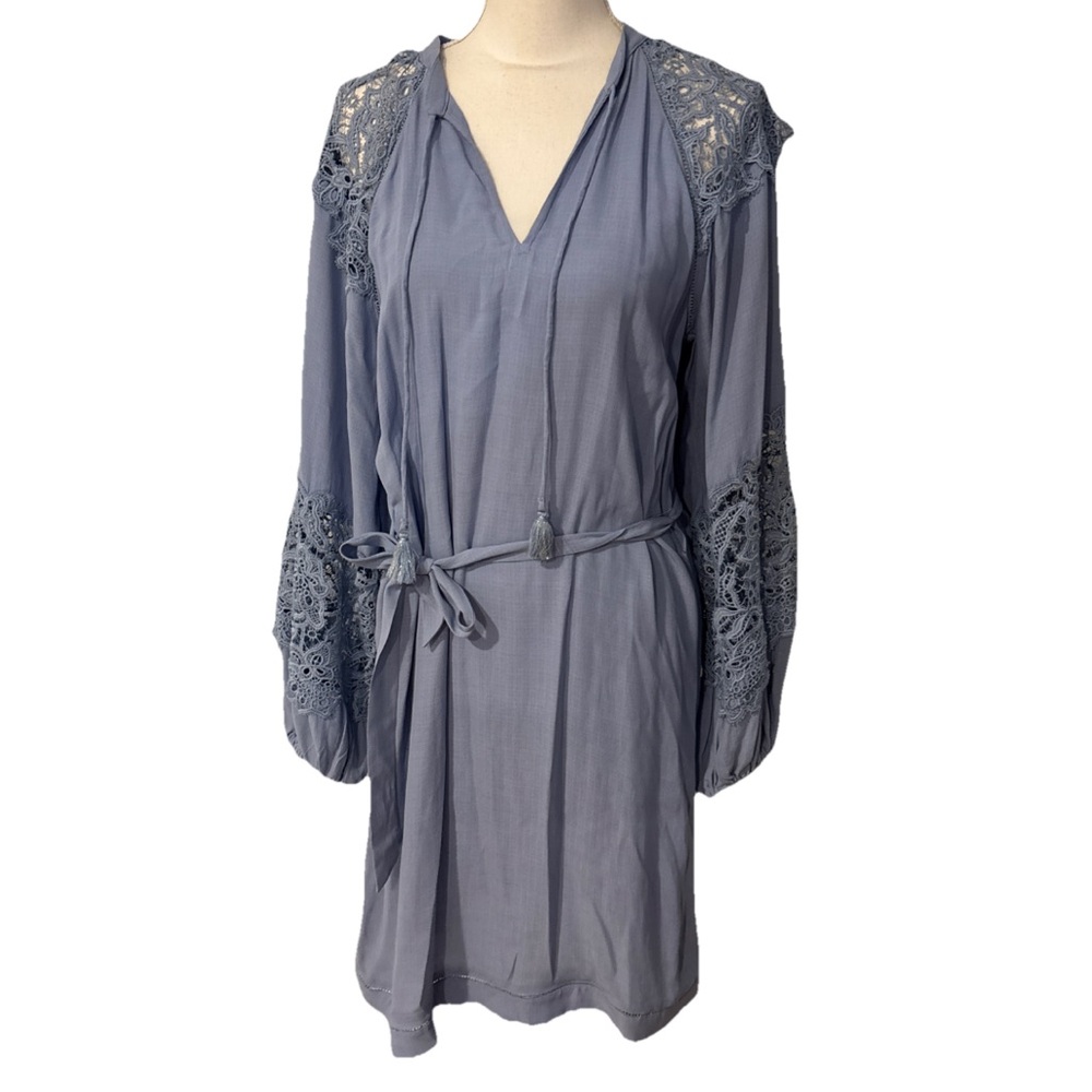 Suncoo Paris Cleo Dress Light Blue Lace Detail MSRP $290 Size T1 Or Small
